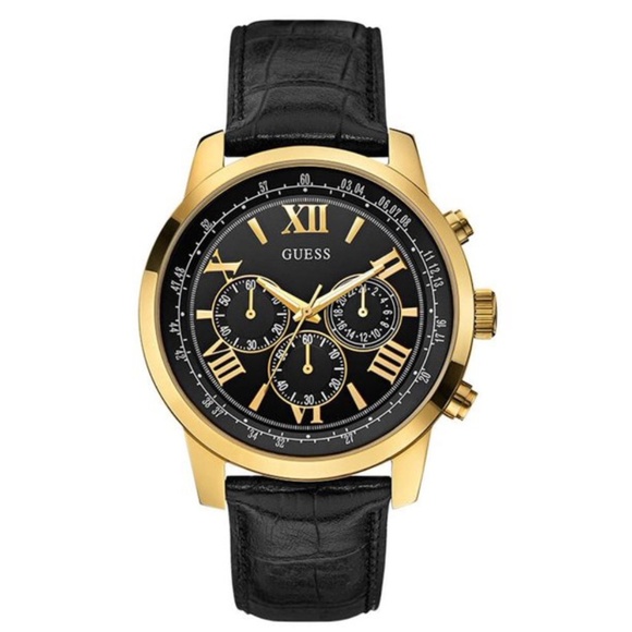 GUESS Horizon Genuine Leather Band Analog Watch - Picture 1 of 5